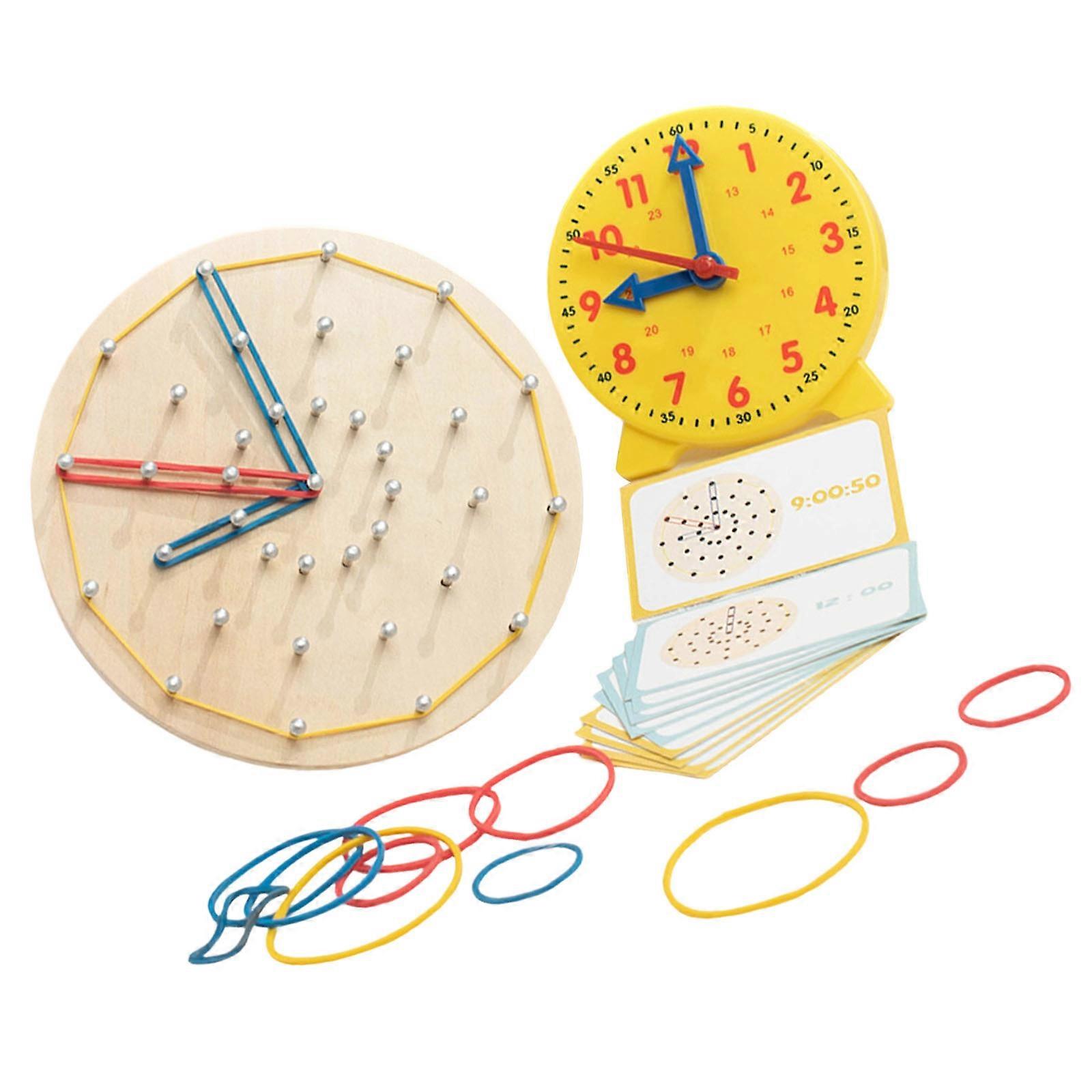 Durable Safe Educational Clock Peg Design For Preschoolers Time Shape Color Education Multicolor