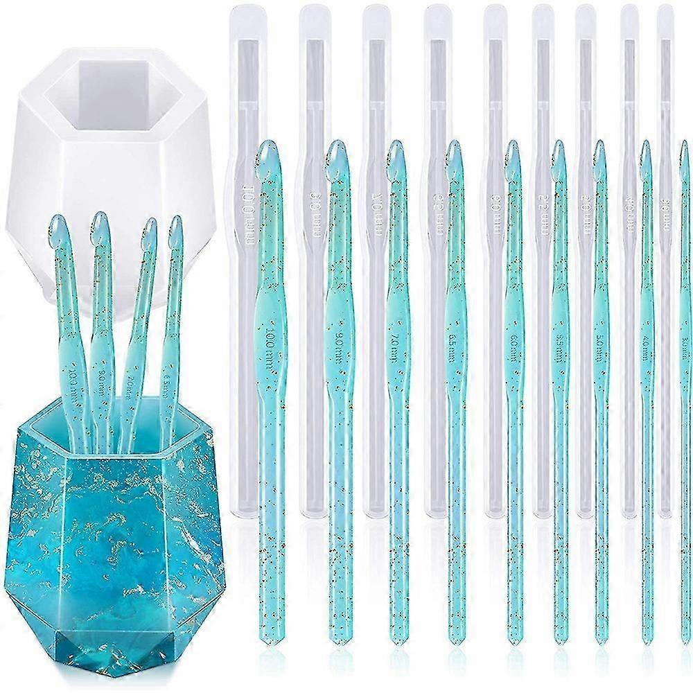 10 Pcs Crochet Hook Resin Molds with Storage Case