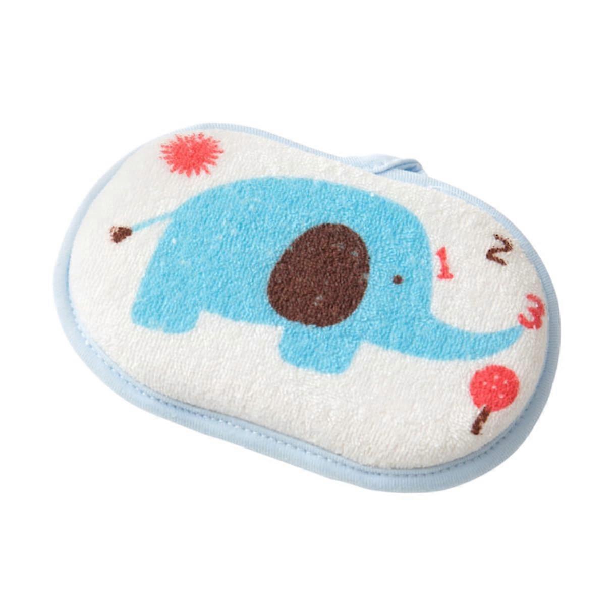 Baby Bath Sponge for Newborns Blue Elephant with Gentle Skin Cleansing and AntiDrop Strap
