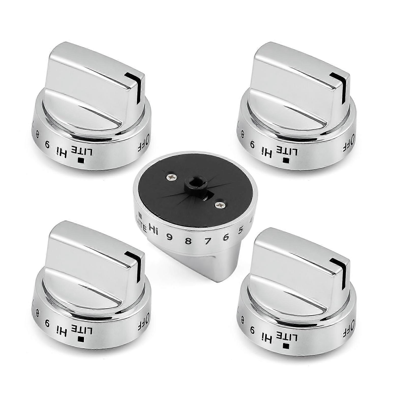 Stove Knobs WB03X24818 Replacement Set, Silver Heat Resistant Control Knobs for GE Gas Range