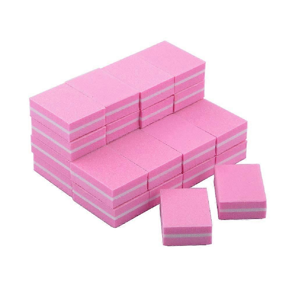 24pcs Mini Double Sided Nail Buffer Blocks for Acrylic and Gel Nails Pink EVA Sponge Set