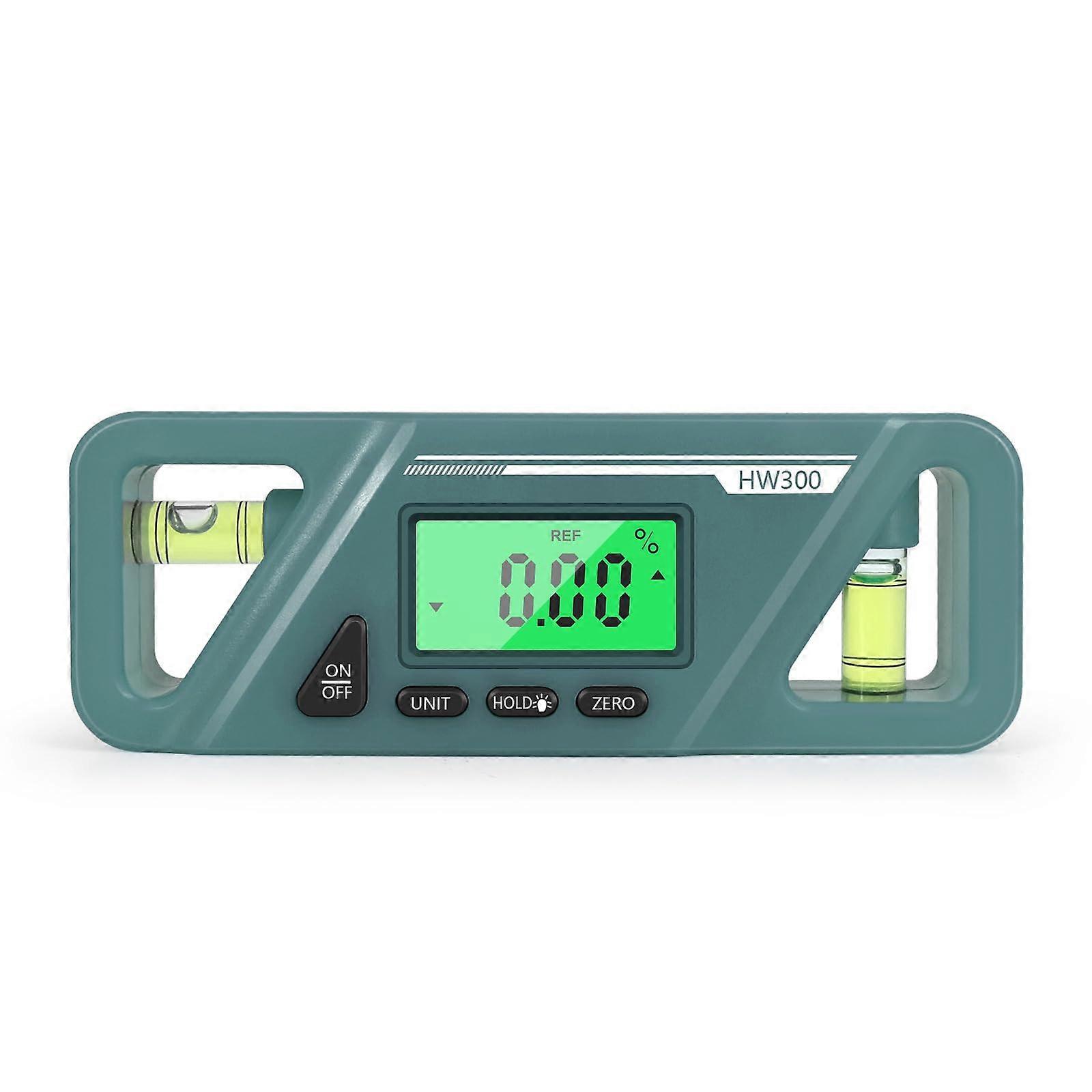 Digital Angle Meter with LCD Backlight for Absolute and Relative Measurement, Compact Green