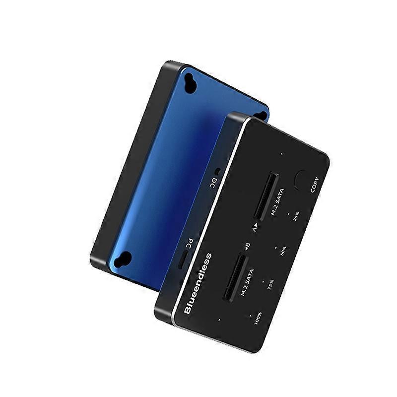 M.2 Double Disk Mobile Hard Disk Base SATA / NVME Solid State Hard Disk Box, Colour: M.2 SATA (Gray + Blue)