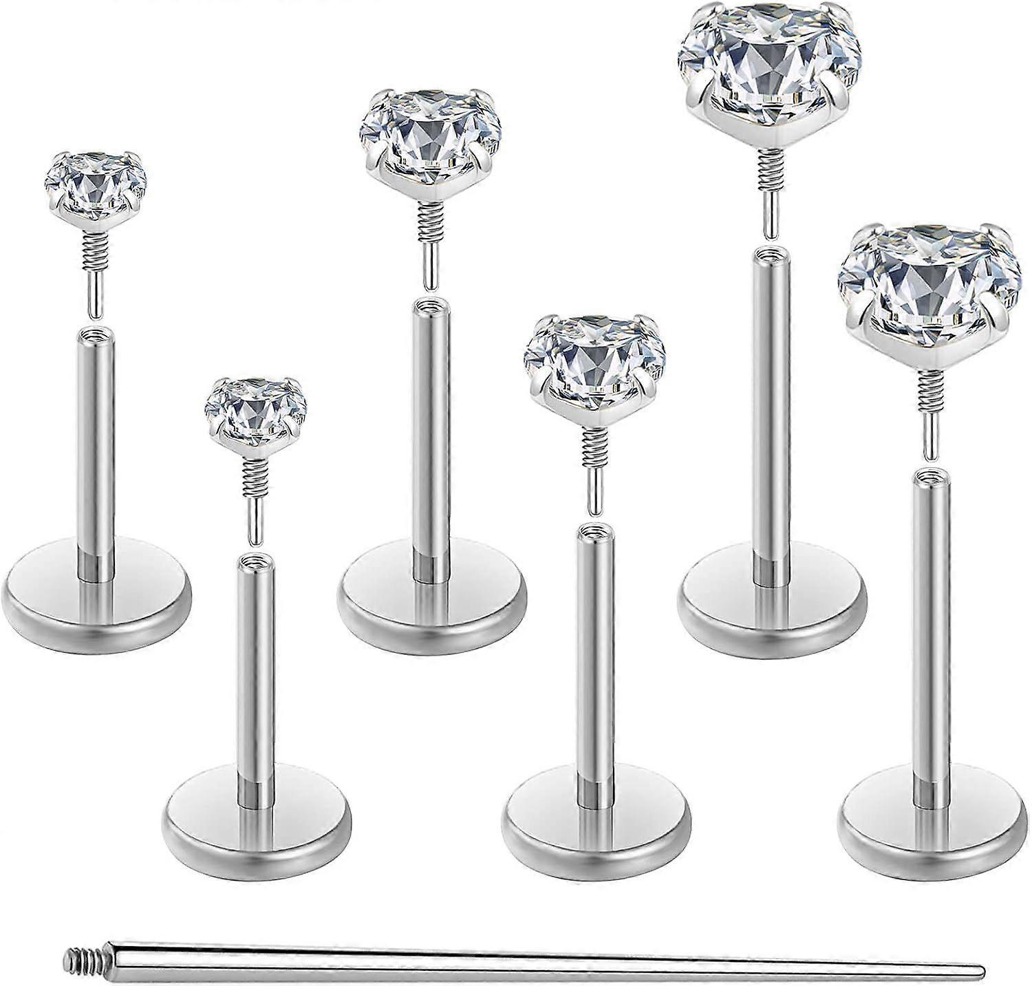 20G 18G 16G Flat Back Earrings Stud Nose Ring Titanium Internal Thread Tragus