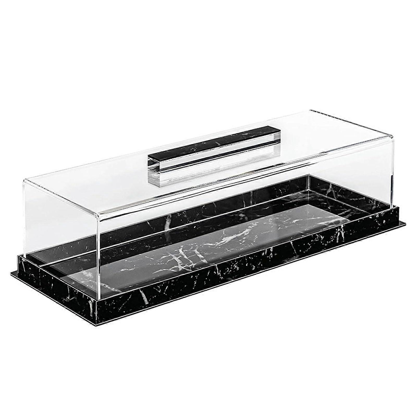 Elegant Rectangular Acrylic Cake Display Case with Clear Lid and Black Base for Baking Enthusiasts