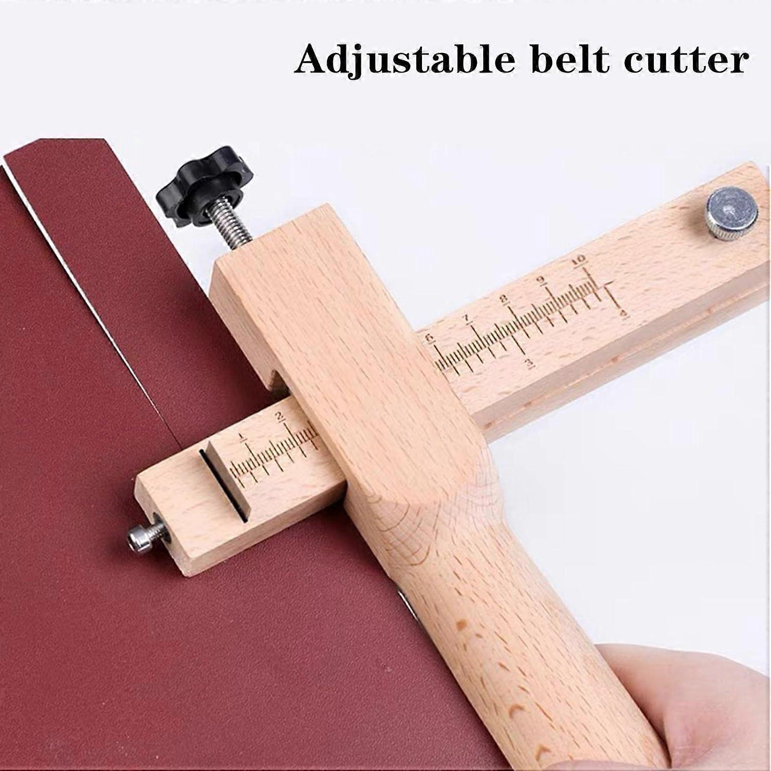 Leather Strap Cutter Adjustable Width with 5 Blades Wooden Handle for Belt and Strap Making