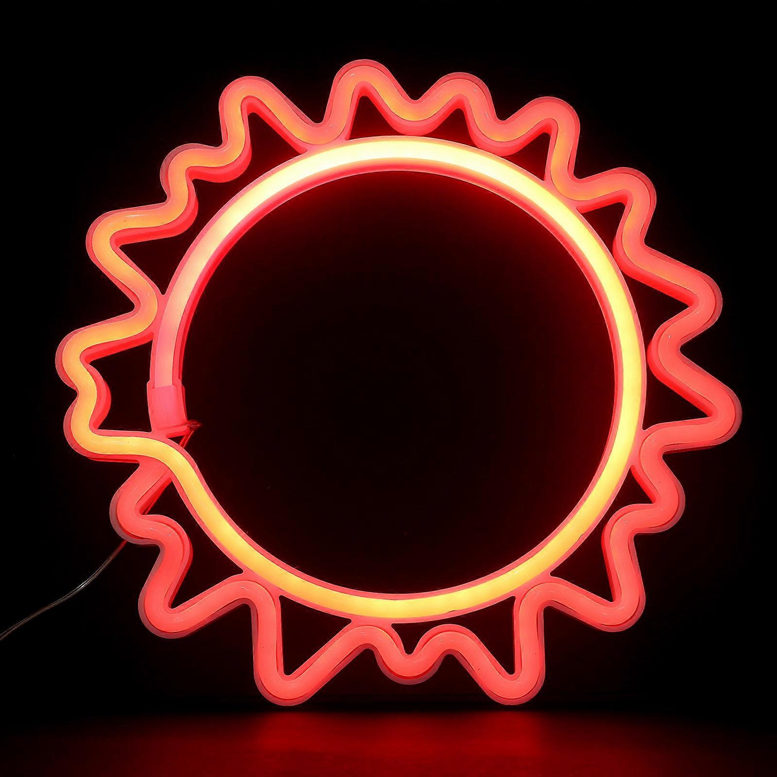 5Pcs Red Neon Sign Sun Shape LED Wall Hanging Decoration