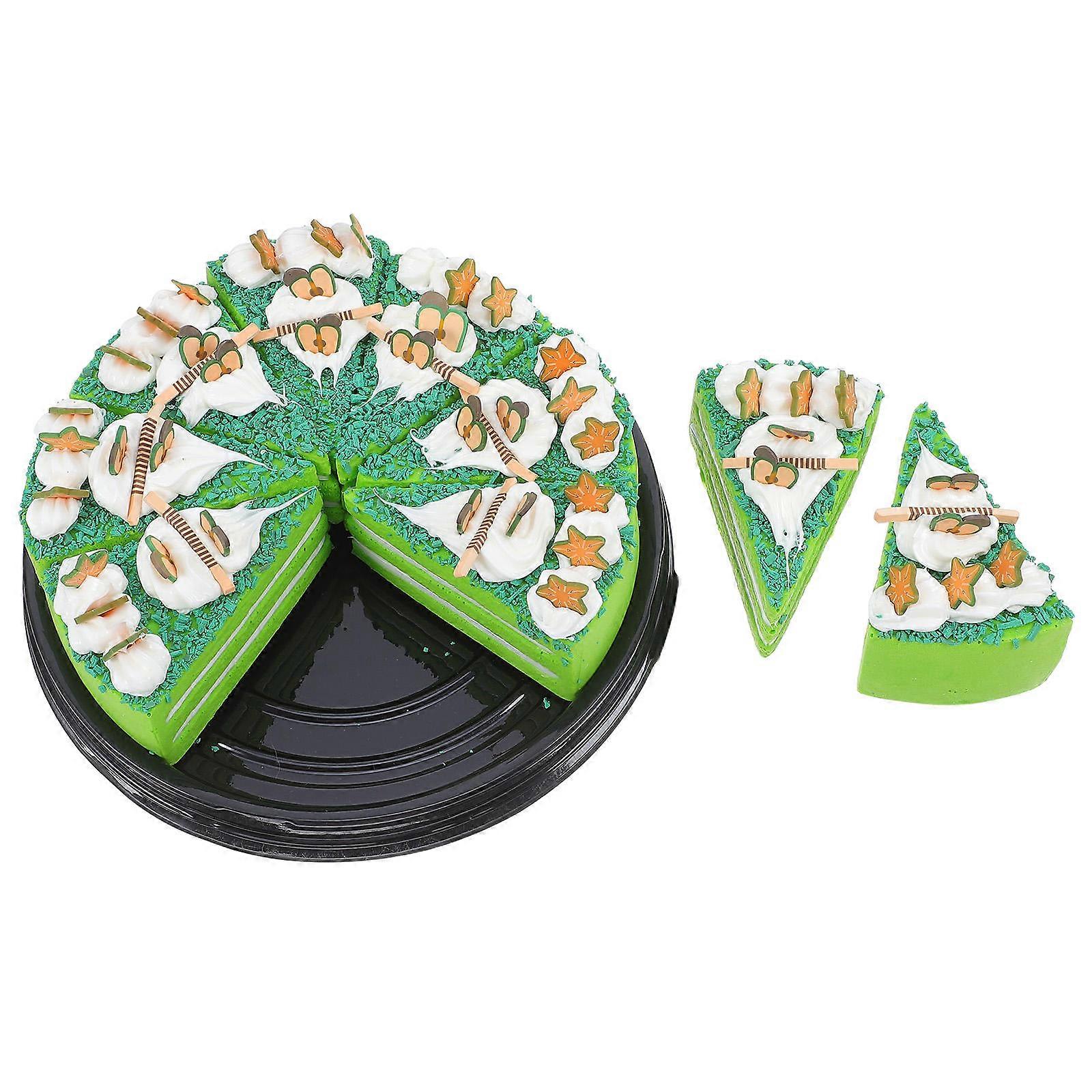 Artificial Cake Slice Green PU 9Pcs for Simulation Dessert Decoration