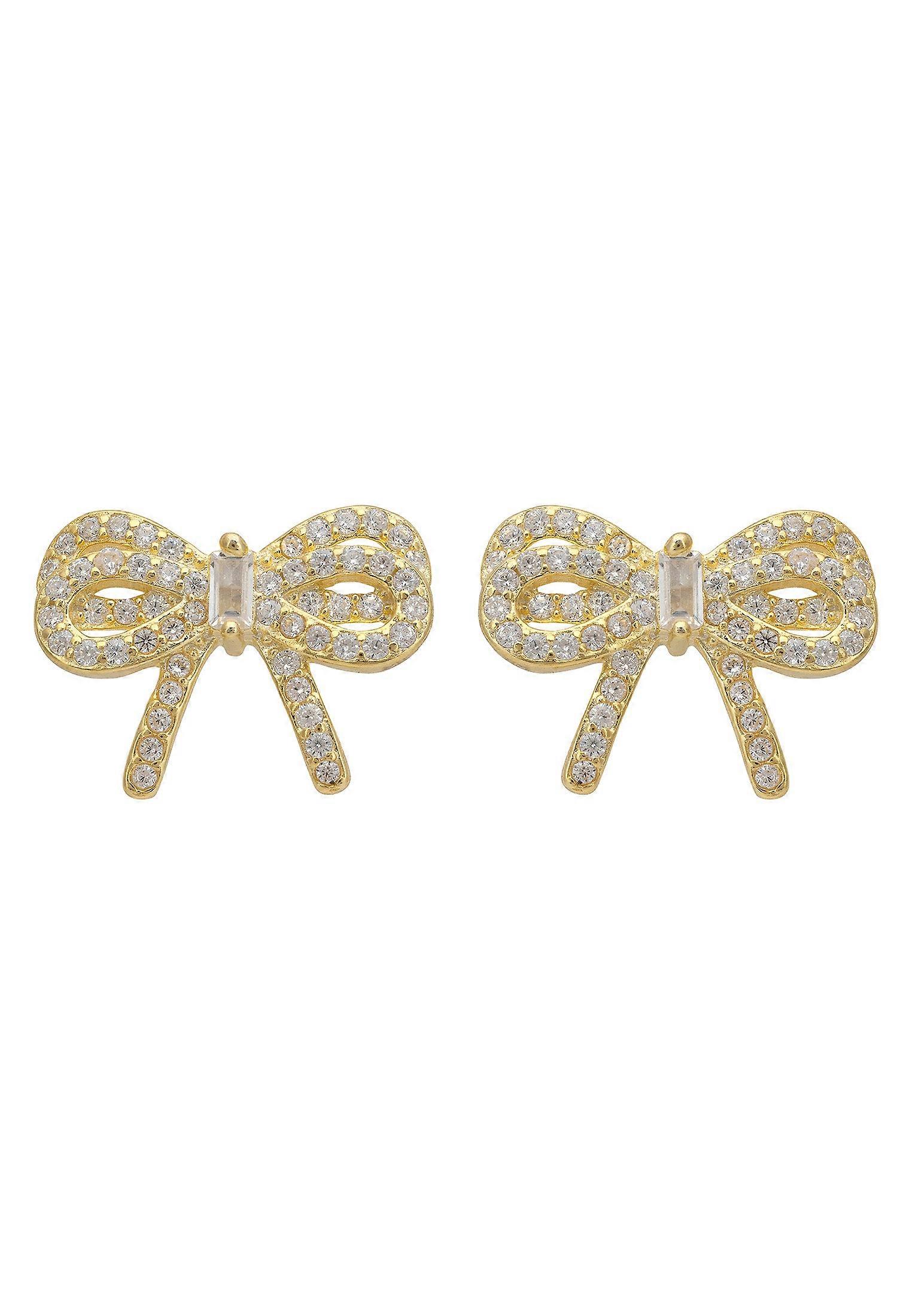 Ribbon Stud Earrings Gold