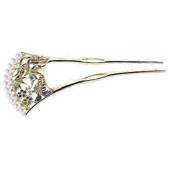 Chinese Hairpin: Classical Chinese Hair Fork - Metal U-Shaped Hair Stick With Artificial Pearl Decoration - Traditional Headwear Accessories For Hanfu