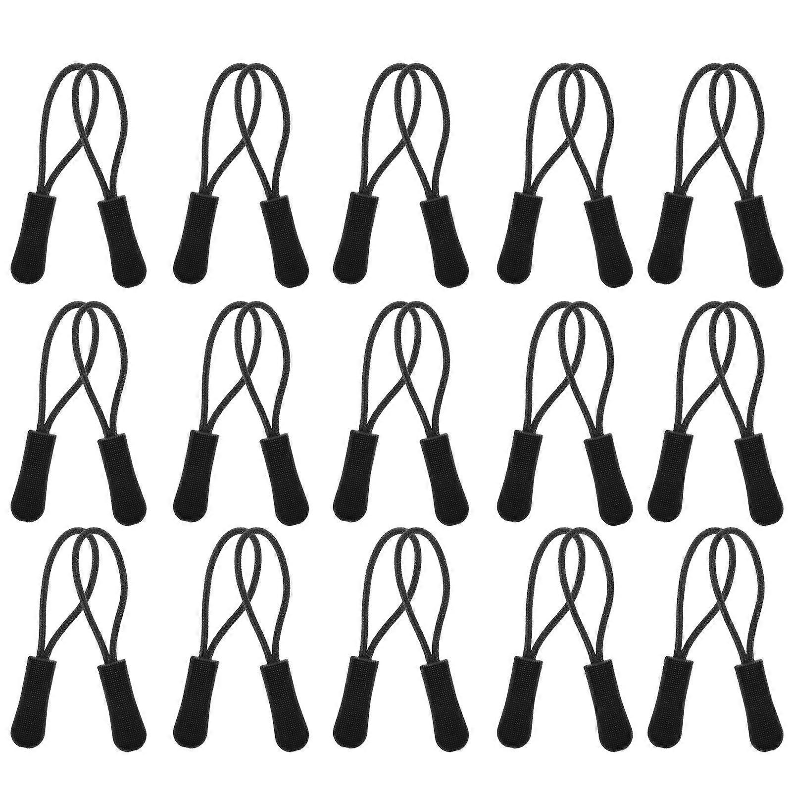 Zipper Pulls Rope Practical Zipper Pullers for Backpack 30Pcs Black