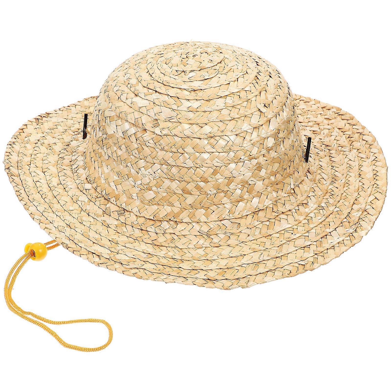 Barnhalmhatt för utomhusbruk Beige vävd strandhatt