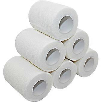 Vet Wrap 3 Zoll x 6er Packung Weißes Klebeband für Hautverbände, Vet Tape Kohäsiver Verband Stoffverbände Selbstklebender Verband Wickel Selbsthaftender Verband W