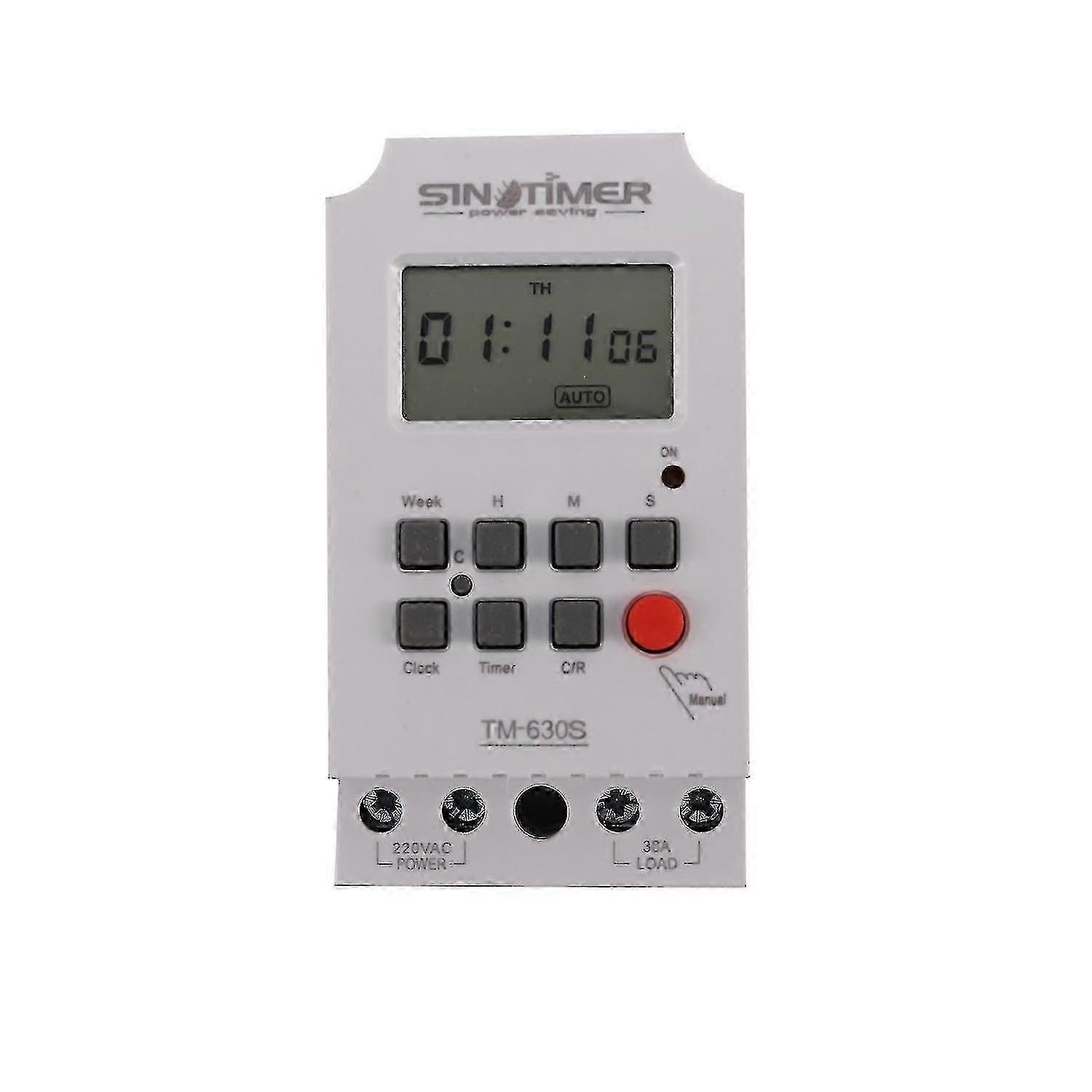 220V Digital Timer Switch with Seconds Control, Large Screen Display Compatible with Home Appliances Programmable Outlet
