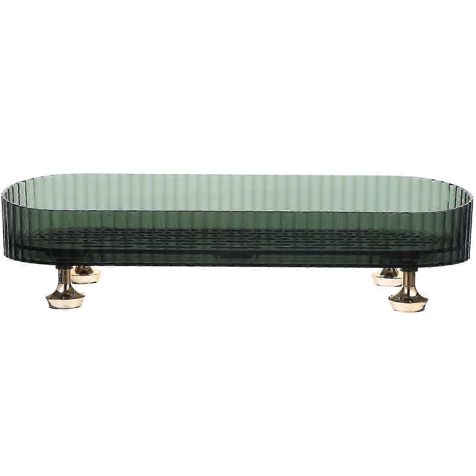 Bathroom Organizer Countertop Tray Drain Storage Rack Rectangular Green Space-saving 1Set