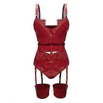 Ladies Sexy Eyelash Lace Patchwork Lingerie Pajamas Set for Women, Soft Sleepwear Nightwear