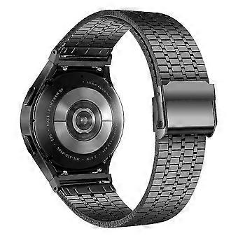For Samsung Galaxy Watch7 44mm 40mm Watch Band 7-Beads Stainless Steel Wrist Strap - Black [MI]