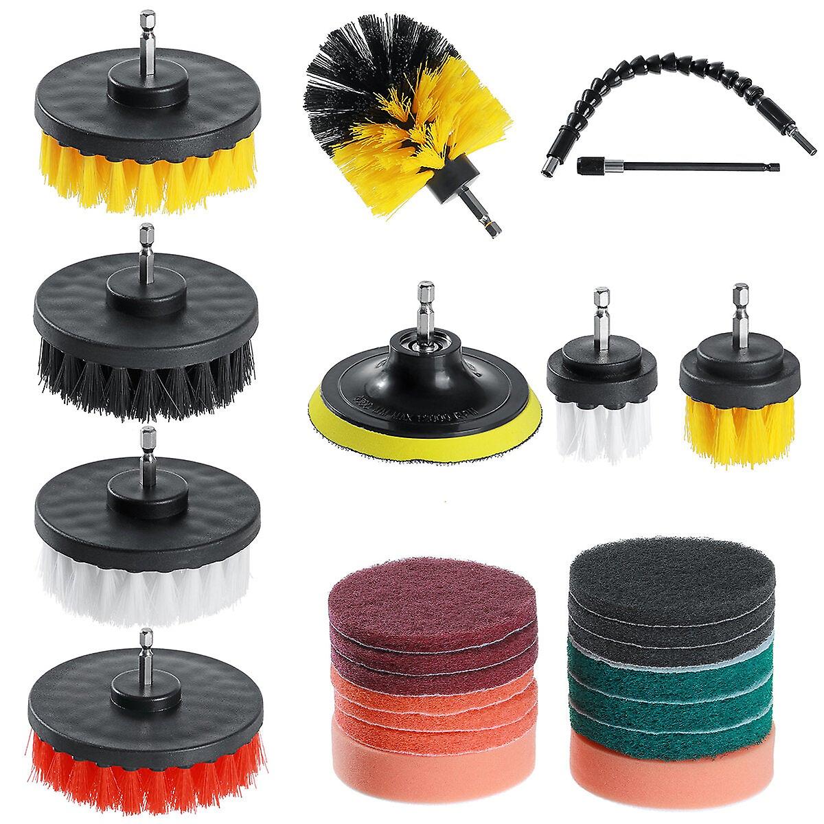 24Pcs Cleaning Drill Brush Attachment Set Carpet Tile Power Scrubber Cleaner Attachment