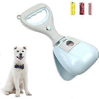 UBIUO 4PCS Dog Pooper Scooper, 12  Portable Dog Pooper Scooper with Bag, High Strength Durable Spring, Pooper Scooper for Large Medium Small Dogs, Blu