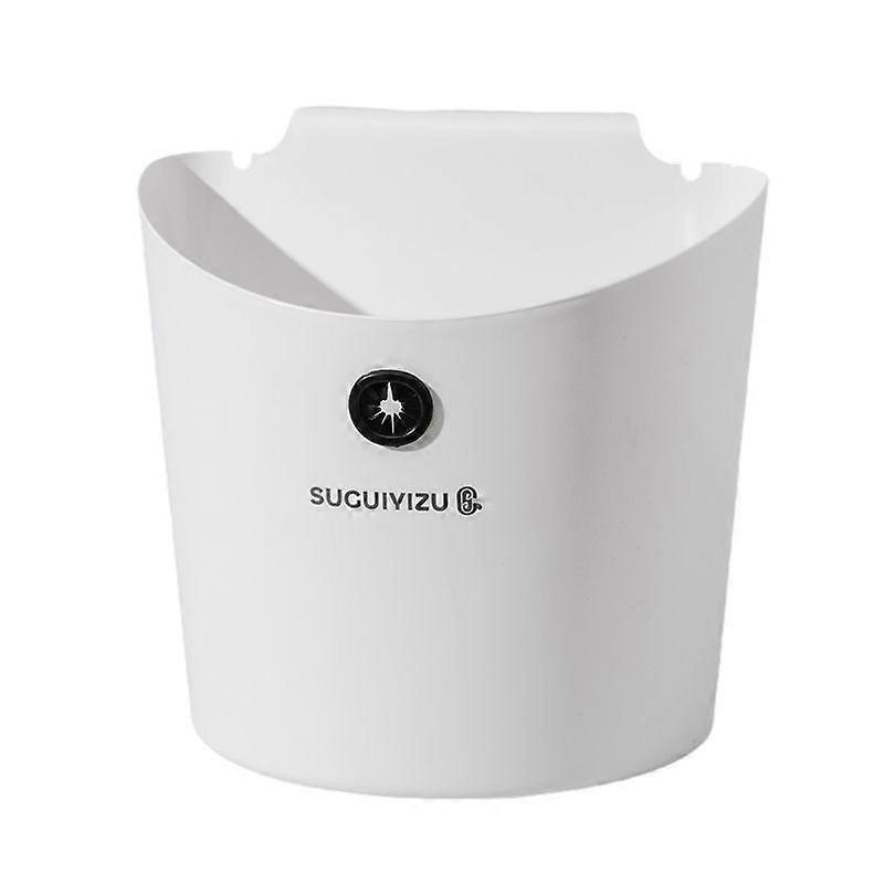 Mini Desktop Trash Can, White Plastic Waste Bin with Lid