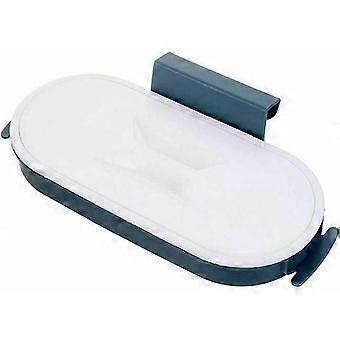 Kitchen Trash Bag Holder Above Cabinet Door Basket Built in Garbage Holder PP 26x12x10cm Dark Blue