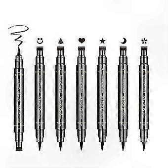 6-Piece Eyeliner Stamp Set Dual-Ended Triangle & Heart Patterns Long-Lasting Smudge-Free
