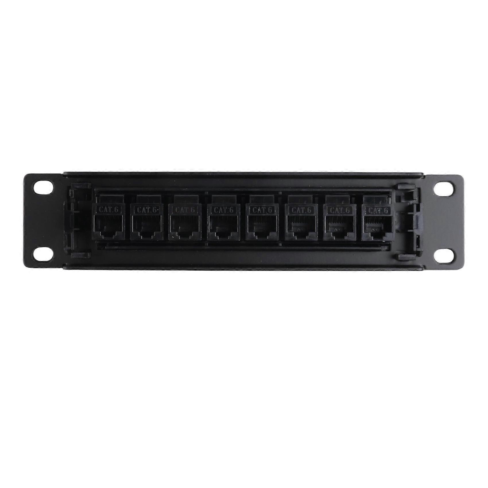 8 Port Straight-Through CAT6 Patch Panel RJ45 Network Cable Adapter Jack Ethernet Distribution Frame