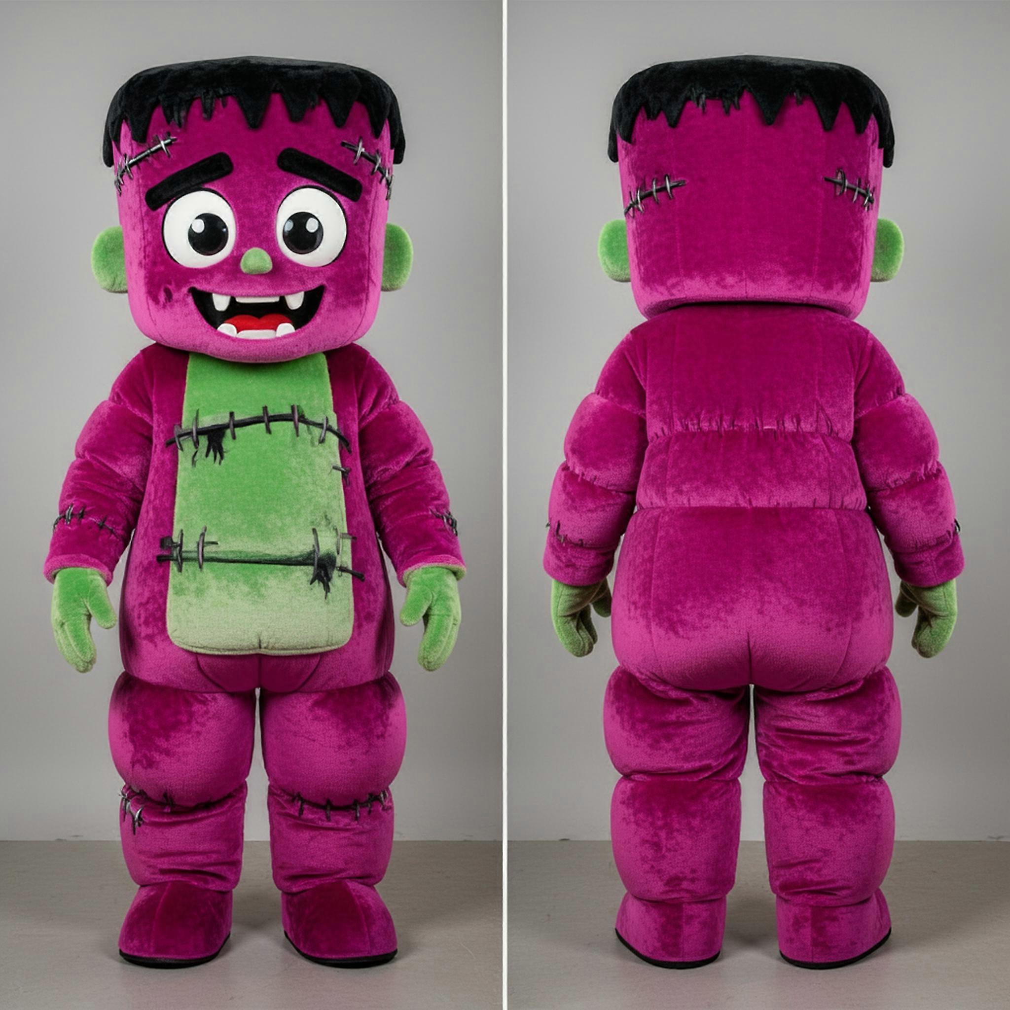 MASTICOT Magenta Cartoon Frankenstein Mascot