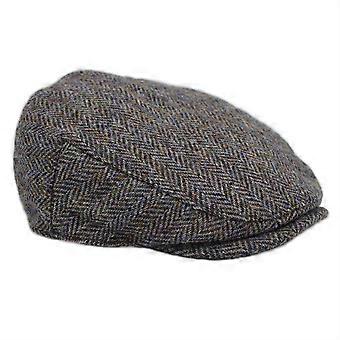 Highland Harris Tweed Flat Cap ZH014 Slate Herringbone