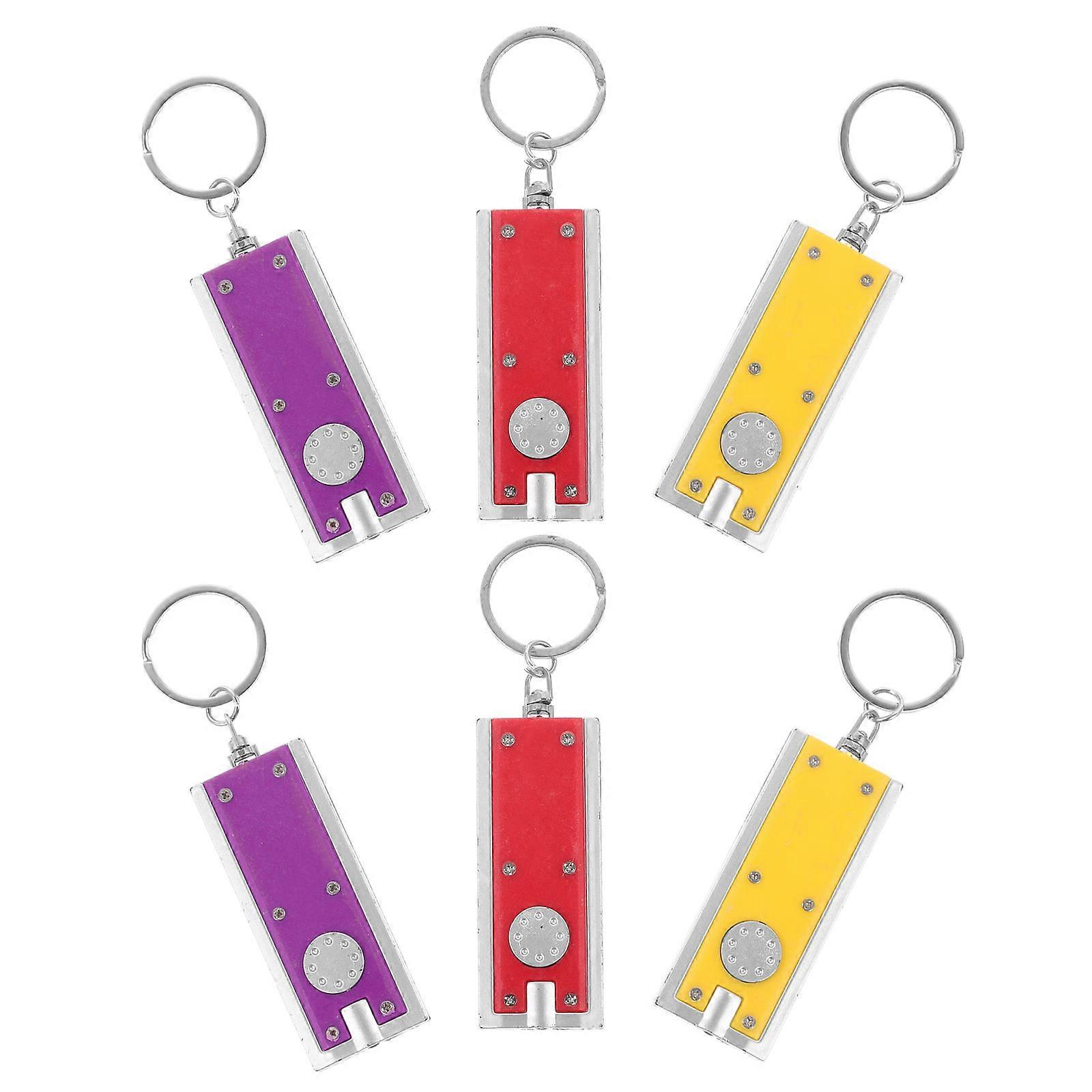 LED Key Ring Flashlight Keychains for Decoration 6Pcs Mixed
