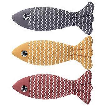 Lovely Cat Toy Fish Shape Catnip Teasing Toys 3Pcs for Pets