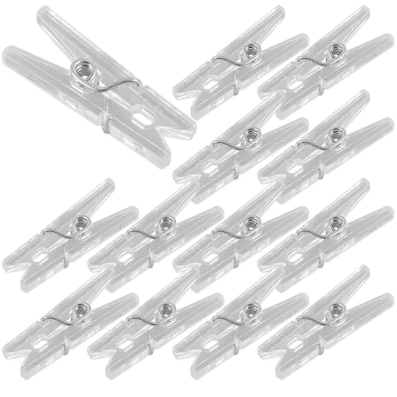 Clothes Clips Transparent Mini Clothespins Spring Hanging Clips 50Pcs