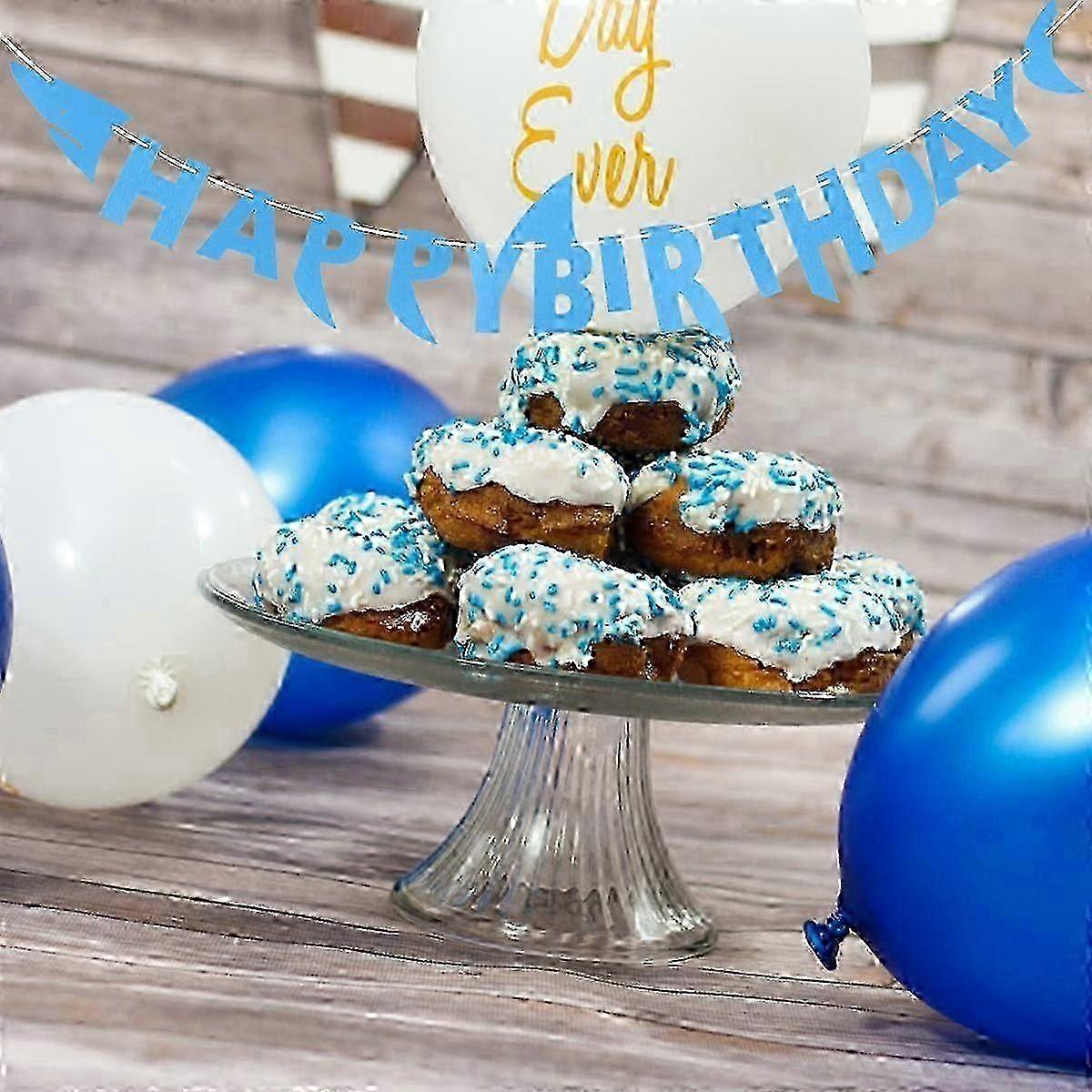 Red Blue Shark Theme Party Banner