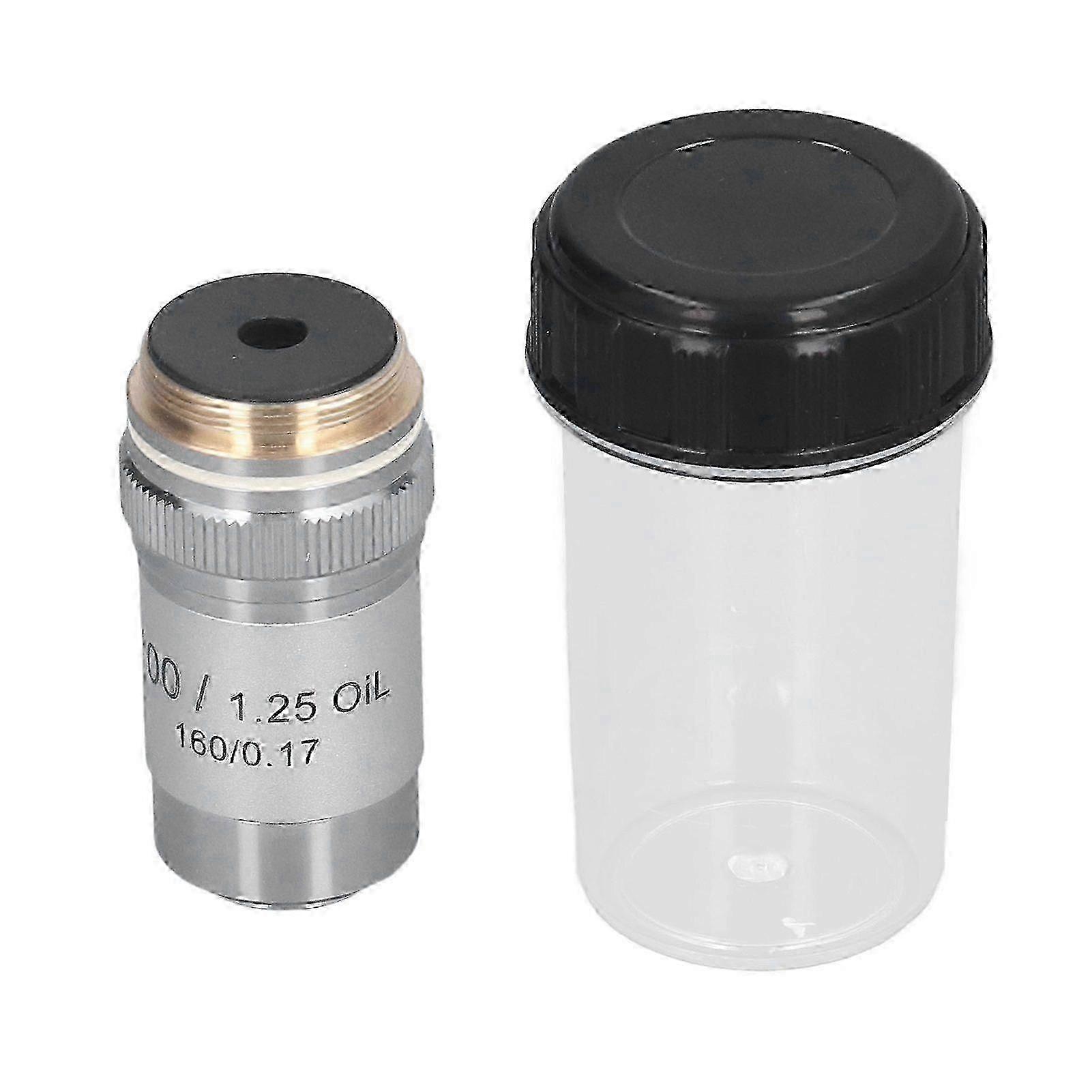 Achromatic Objective Brass Chrome Plated 100X High Power Microscope Lens Interface 20.2mm