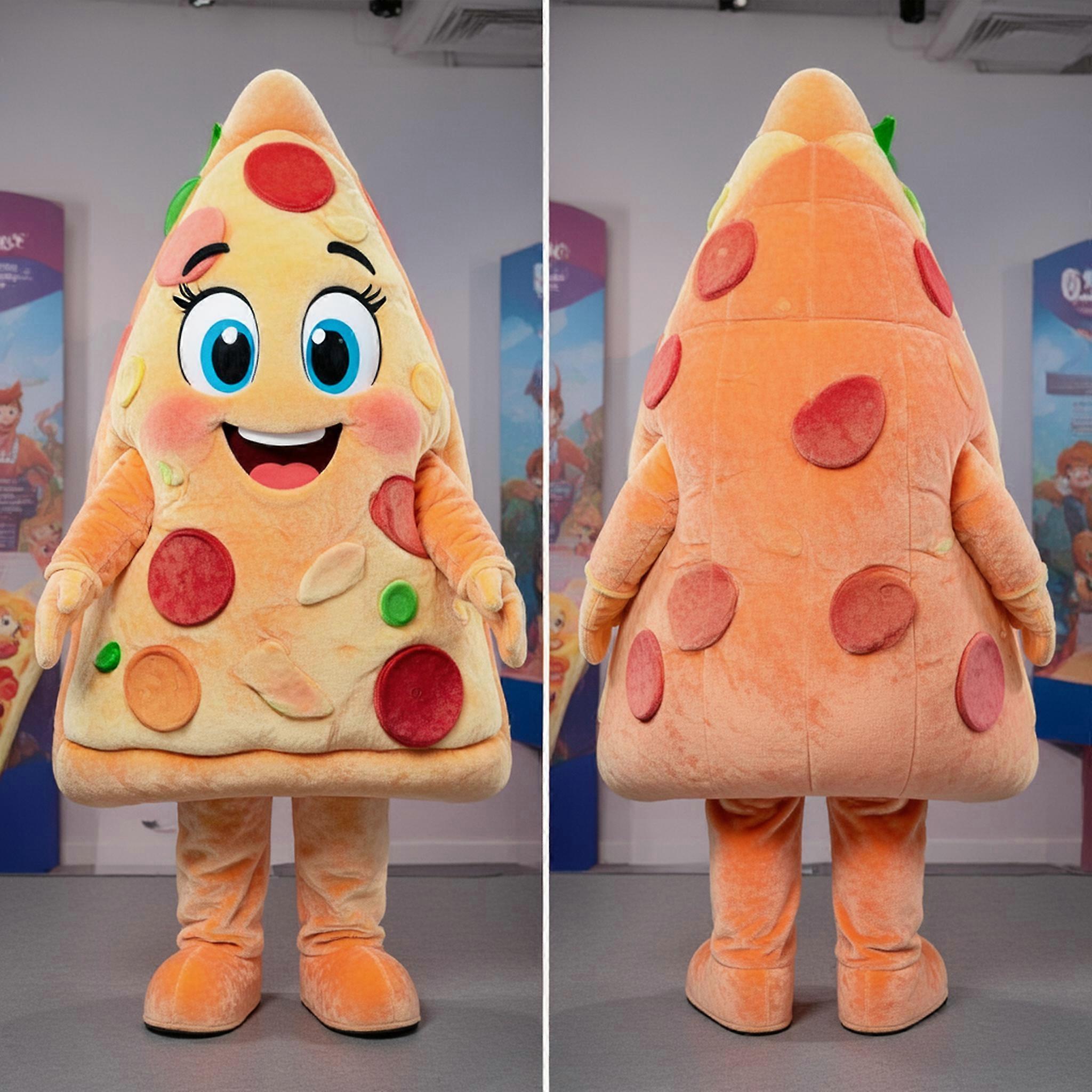 MASTICOT Peach Soft Cartoon Pizza Slice Mascot