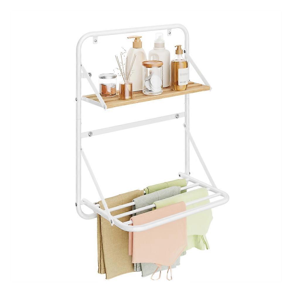 Wall-Mounted Drying Rack Clothing with Storage Shelf 10.2