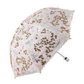 Vintage Lace Parasol with UPF 50+ Sun Protection, Embroidered Double Layer Umbrella for Wedding Photoshoot