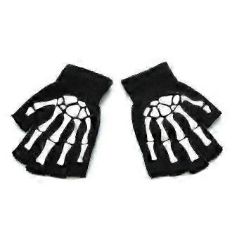 Halloween Half Finger Skeleton Gloves Knitted Glow in the Dark Cosplay Costume-Good