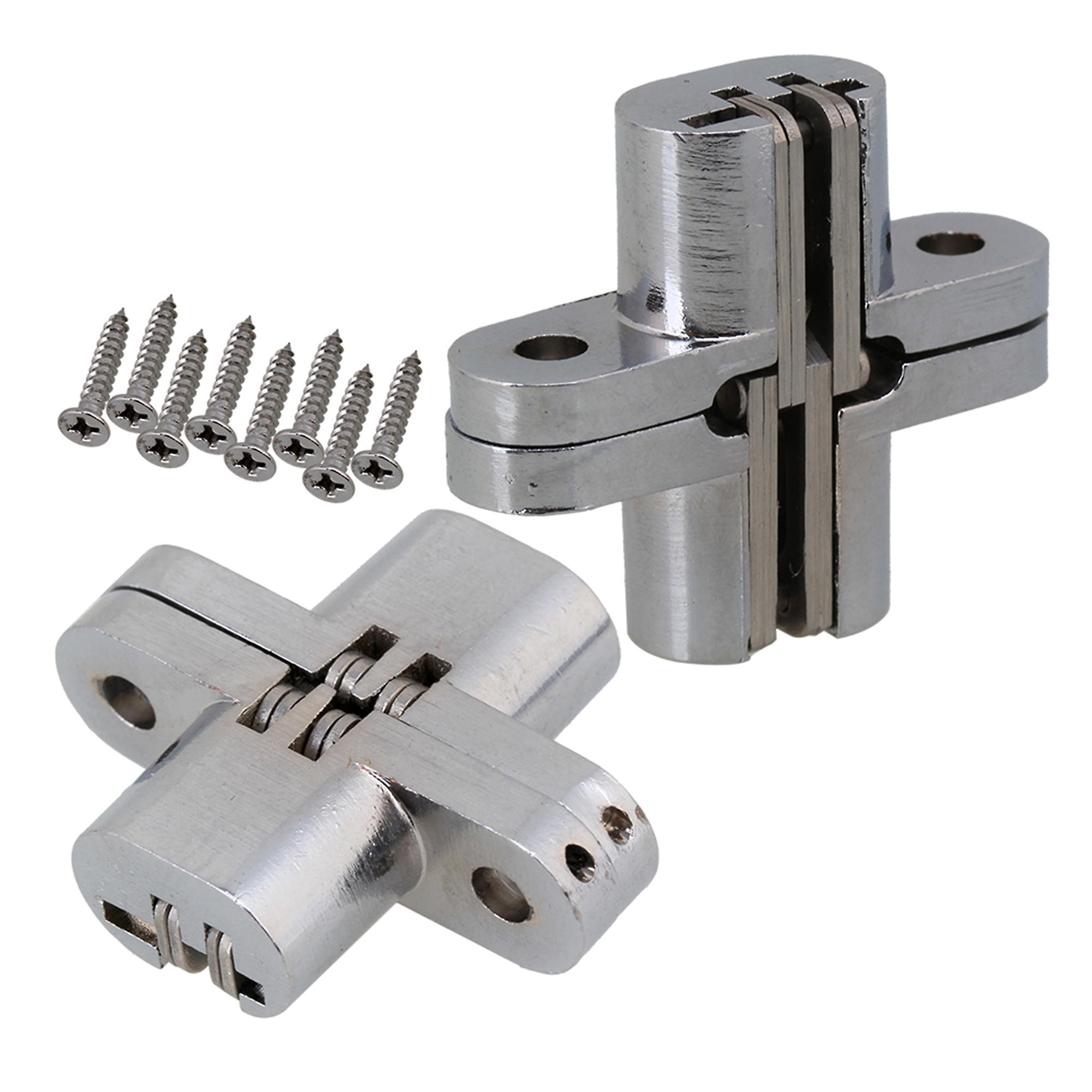 2 x Hidden Cross Hinge Invisible Concealed Hinges Screws Included