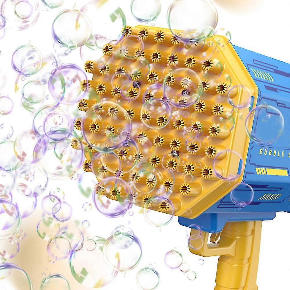 Kids Bubble Blast Bazooka Gun – 69-Hole Bubble Machine Yellow