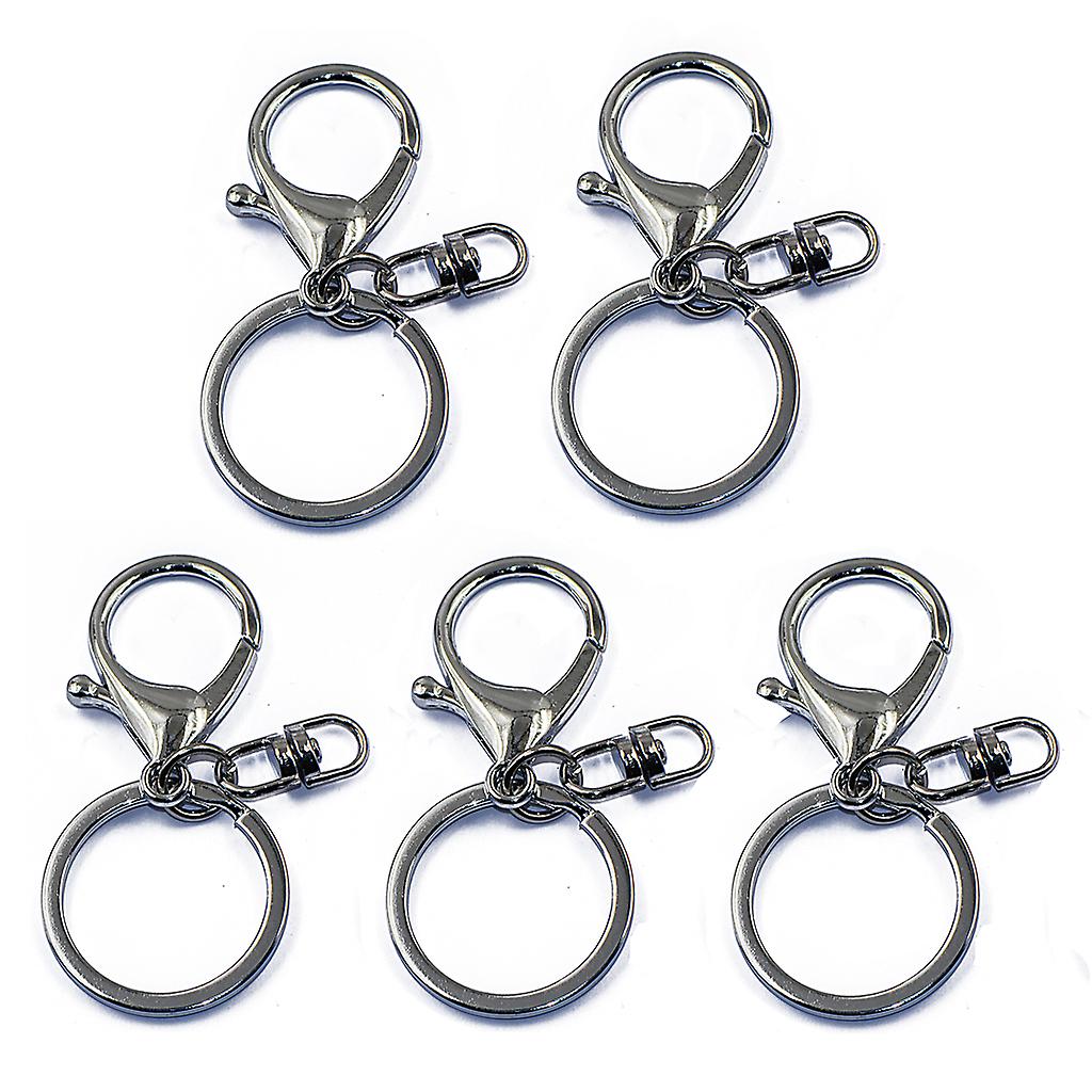 5x Bronce Langosta Clasp Trigger Clip Key Ring Bag Charms + Split Ring 65mm