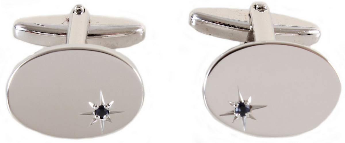 David Van Hagen Oval Sapphire Cufflinks - Silver/Blue