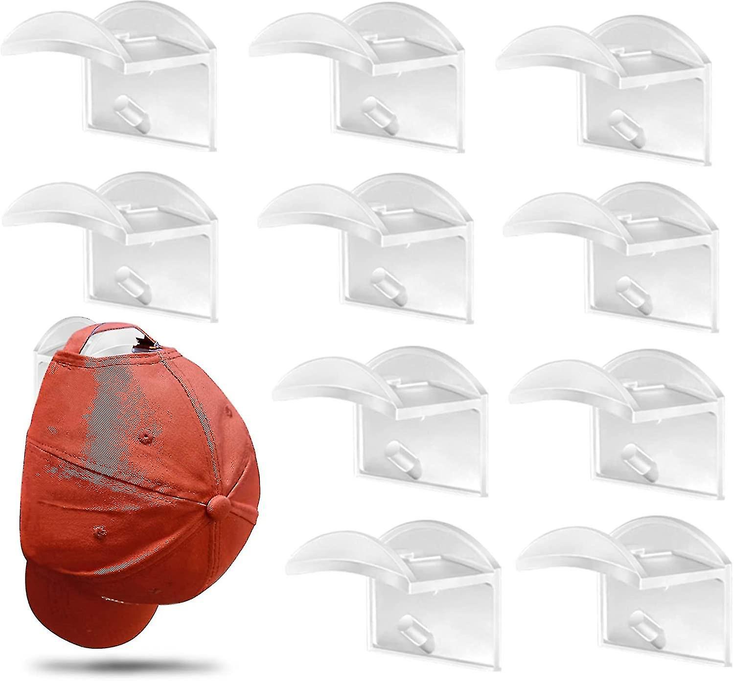 Hat Racks For Baseball Caps (10-pack). Hat Hooks For Wall. Adhesive Clear Hat Orgnizer For Wall Mount