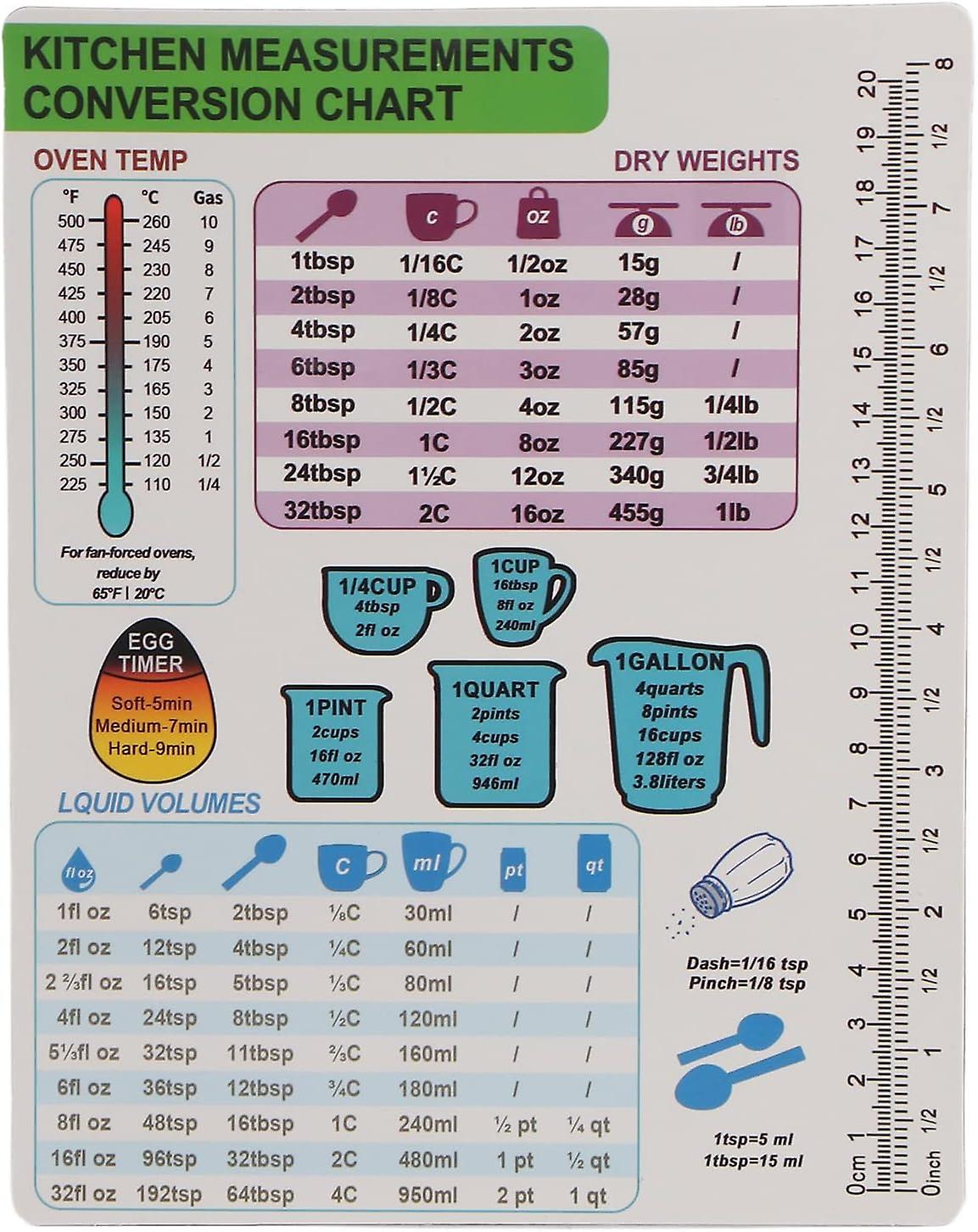 Kitchen Conversion Chart, Magnet Air Fryer Cooking Time Chart Magnetic Cheat Sheet, Kitchen Measurements Cooking Conversion Chart