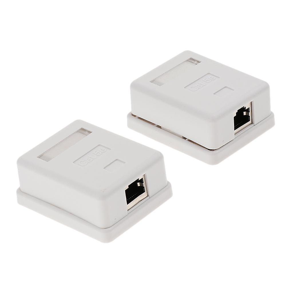 2 x Cat5e Single Port Surface Mount Outlet Box  Face Plate Backbox Combo