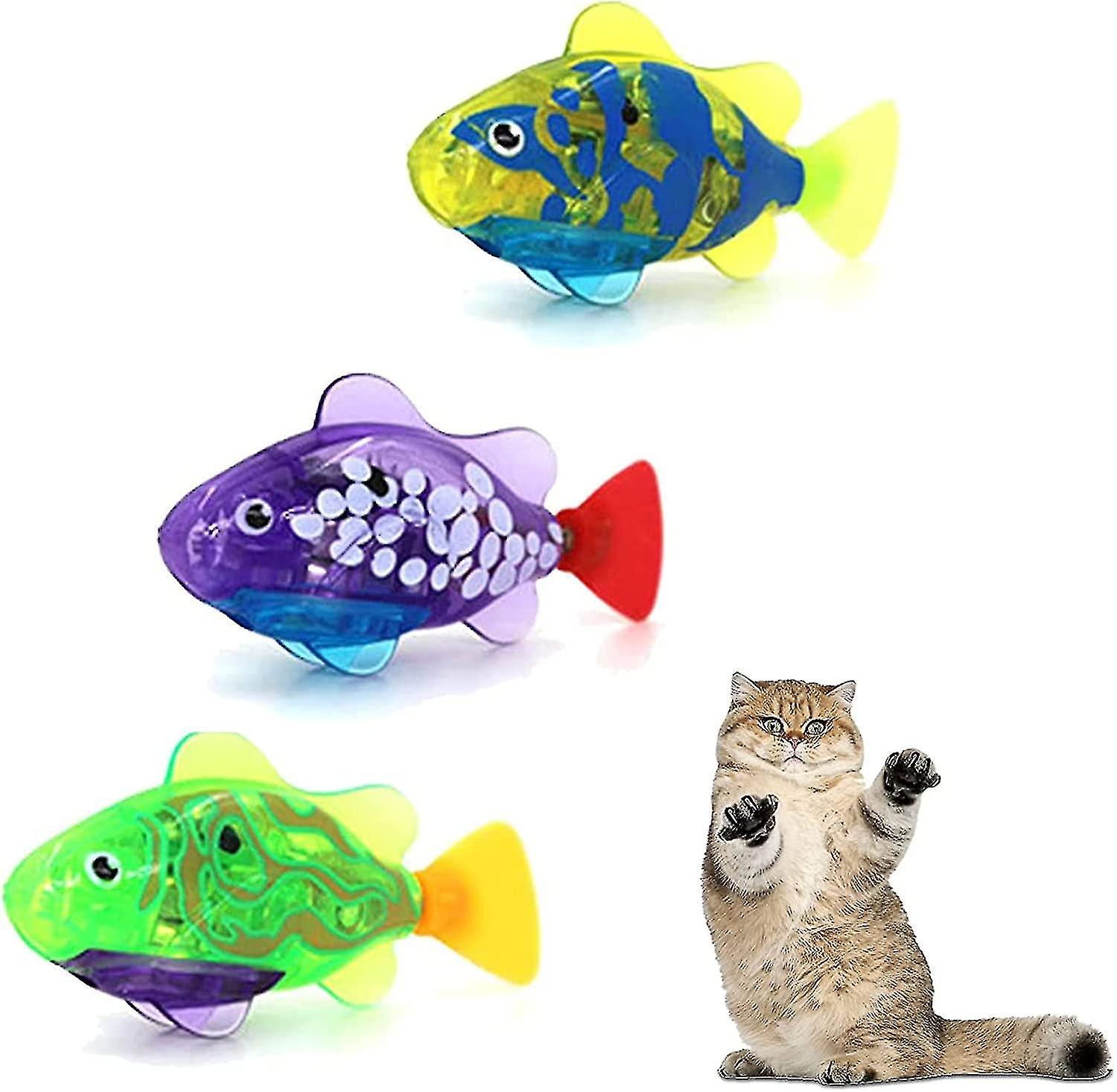3pcs Robo Fish For Cats, Robot Fish Cat Toy, Interactive Robot Swimming Fish Toys For Cat With Led Light