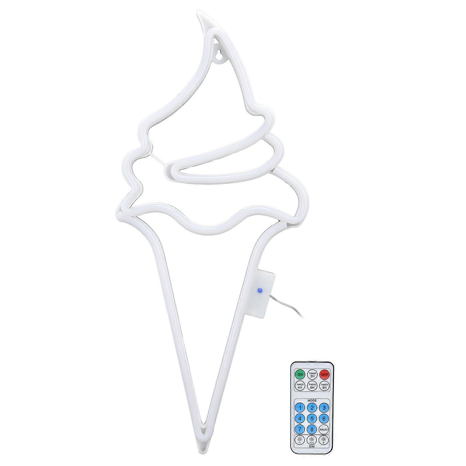 Enseigne lumineuse LED en forme de glace avec télécommande pour décoration de fête, alimentée par USB ou par batterie, lumière rouge