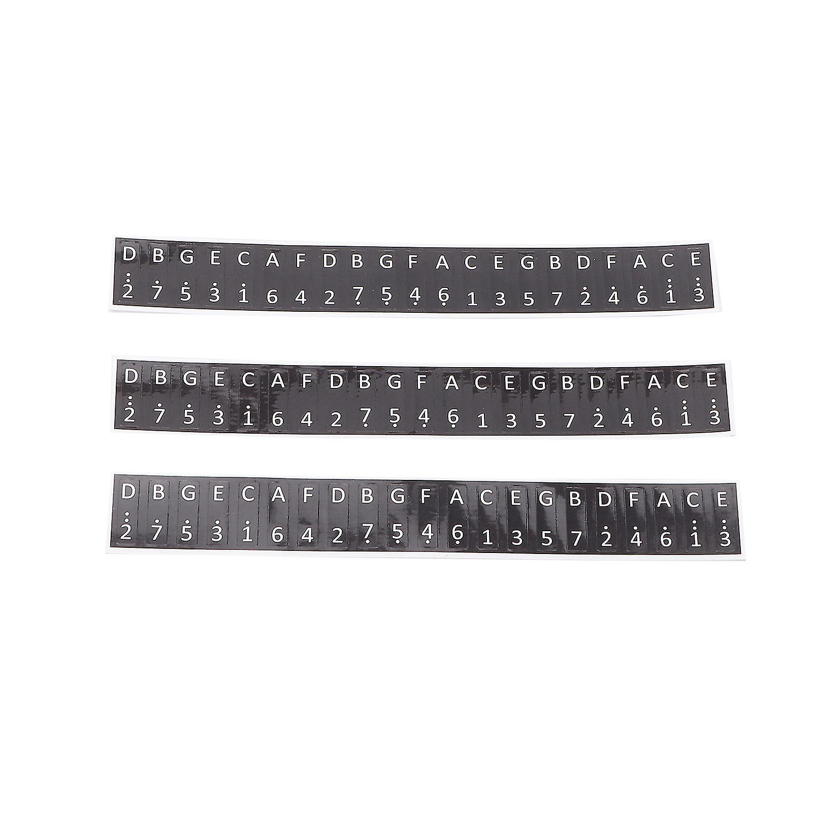 Lot de 3 autocollants pour clés Kalimba 17 touches, étiquette pour piano à pouce, décoration de notes de musique, noir