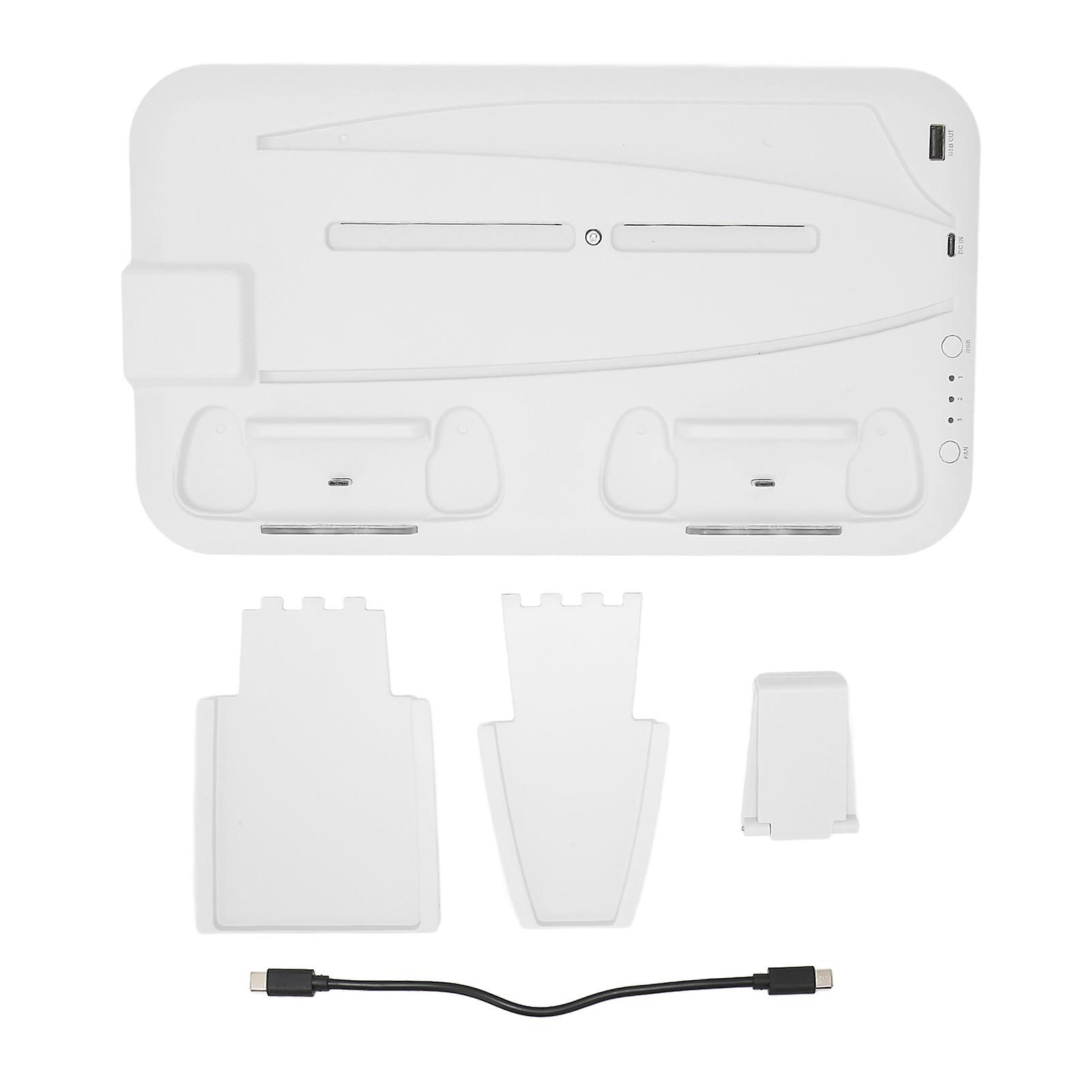 Charging and cooling fan base with RGB lighting, heat dissipation, adjustable wind speed, dual charging dock, charging stand for PS5, white