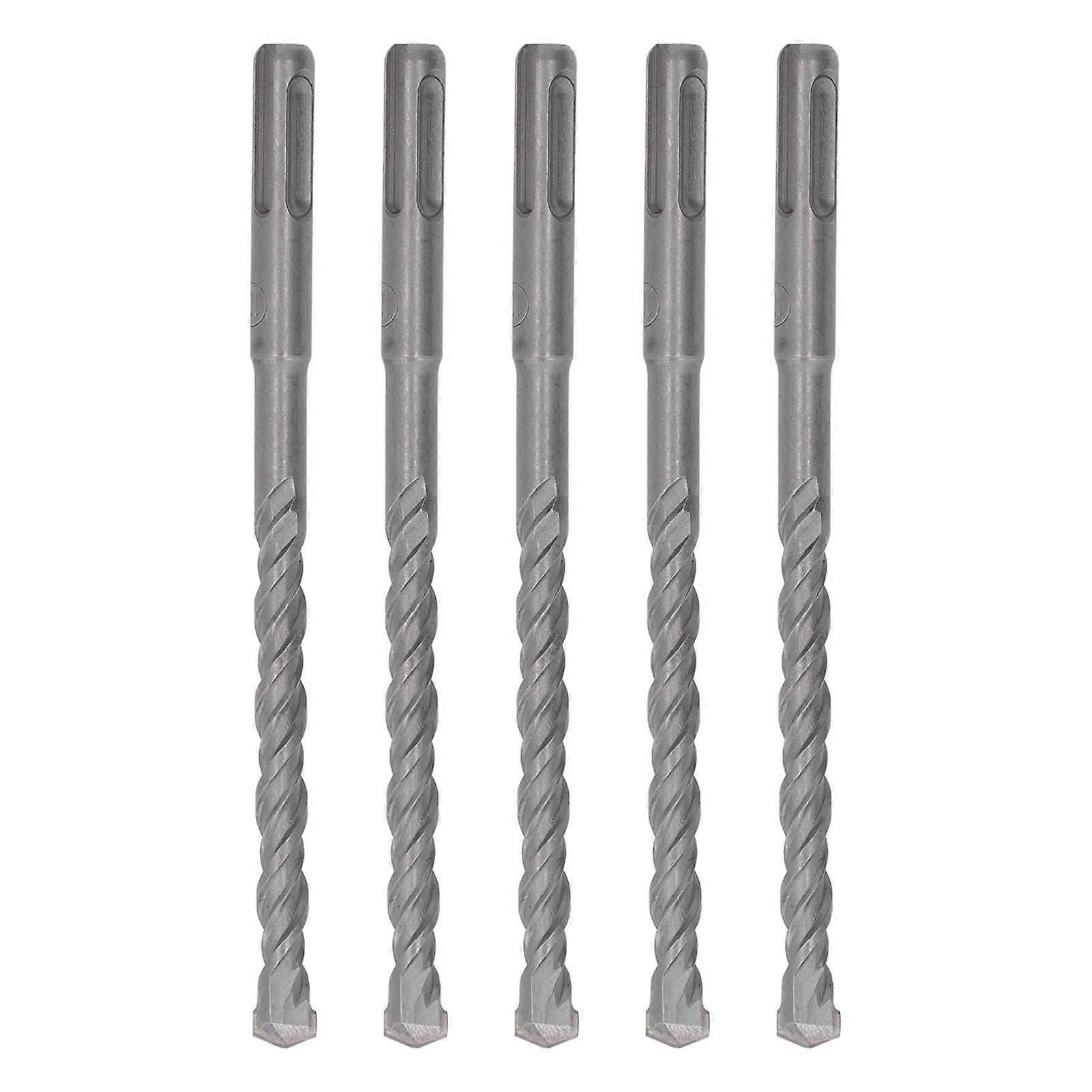 5 Pcs Rotary Hammer Drill Bit 160mm Length 2 Flute Self Centering Carbide Tip Impact Drill Bits for Brick Stone Concrete 10mm/0.39in